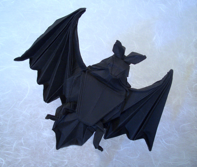 Origami Bat by Miyajima Noboru. Wet-folded from a square of 160gsm Canson art paper by Gilad Aharoni on giladorigami.com