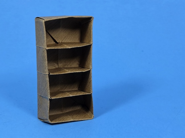 Origami Bookcase by Kunihiko Kasahara Folded from a square of Wood Texture origami paper by Gilad Aharoni on www.giladorigami.com