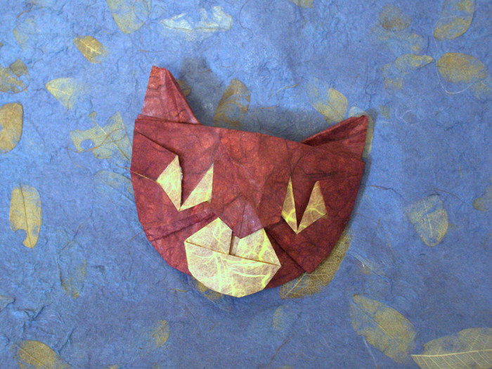 Origami Cat mask by John Richardson. Folded by Gilad Aharoni on giladorigami.com