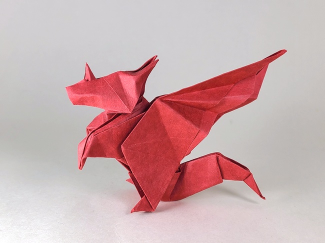 Origami Western dragon by Wang Hongfeng folded by Gilad Aharoni on www.giladorigami.com