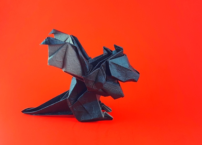 Origami Dragon baby by Sakurai Ryosuke. Folded by Gilad Aharoni on giladorigami.com