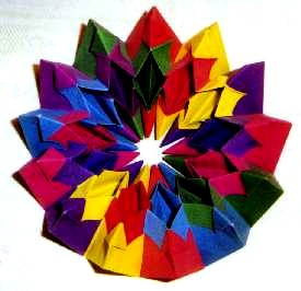 Origami Fireworks by Yami Yamauchi. Folded from 12 squares of duo paper by Gilad Aharoni on giladorigami.com