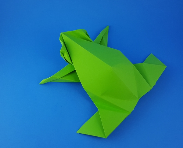 Origami Frog - wise by Leyla Torres. Folded rom a square of cardstock by Gilad Aharoni on giladorigami.com