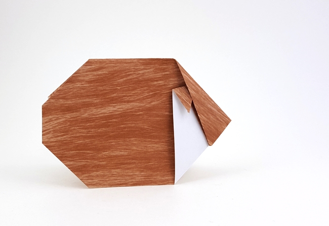 Origami Guinea pig by Paul Jackson. Folded from a square of patterned origami paper by Gilad Aharoni on giladorigami.com