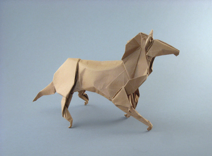 Origami Horse by Ronald Koh. Folded from a square of Tant paper by Gilad Aharoni on giladorigami.com