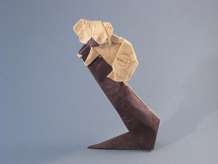 Origami Koala on a stump by Steven Casey. Folded by Gilad Aharoni on giladorigami.com
