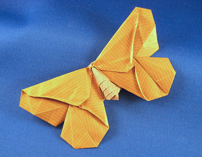 Origami Butterfly - LaFosse's Moth by Michael G. LaFosse. Wet-folded from a square of Kraft origami paper by Gilad Aharoni on giladorigami.com