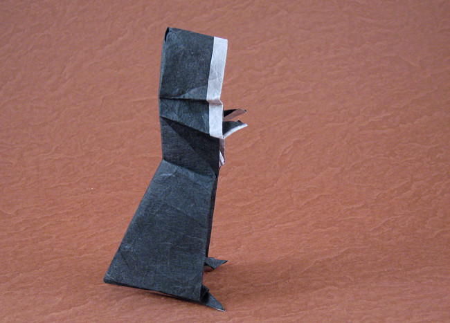 Origami Nun by Robert J. Lang. Folded from a rectangle of duo Unryu paper by Gilad Aharoni on giladorigami.com