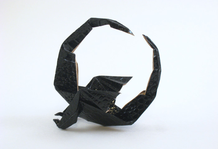 Origami Ouroboros by Robert Neale. Folded from a square of lizard-skin paper by Gilad Aharoni on giladorigami.com