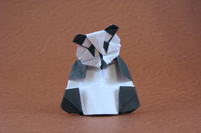Origami Panda by Kunihiko Kasahara. Folded from a rectangle of origami paper by Gilad Aharoni on giladorigami.com