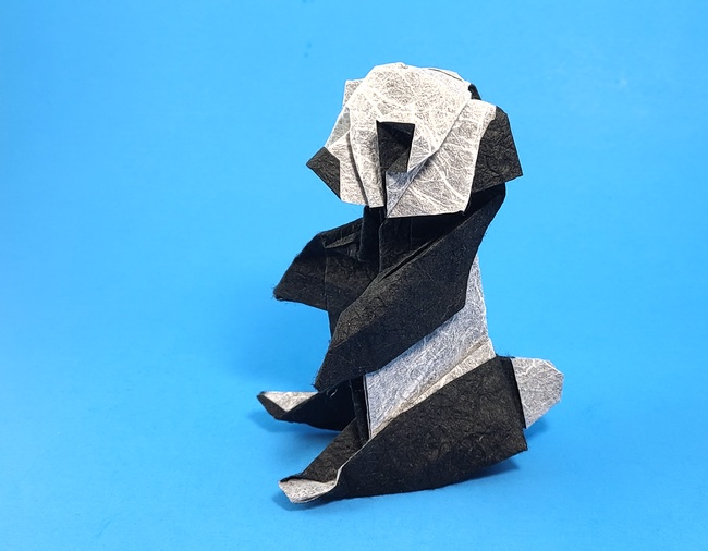Origami Panda by Edinson Paredes Folded from a square of Duo Thai origami paper by Gilad Aharoni on www.giladorigami.com