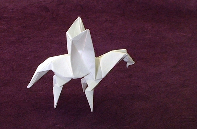 Origami Pegasus by Robert J. Lang. Folded from a rectangle of origami paper by Gilad Aharoni on giladorigami.com