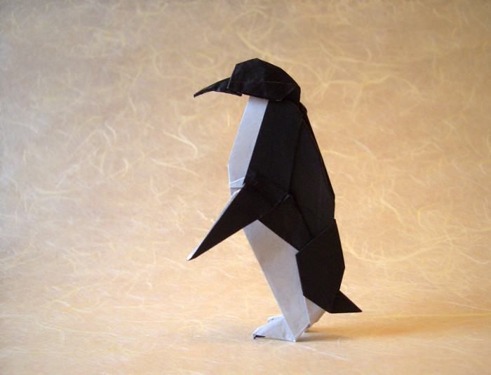 Origami Penguin by John Montroll. Folded from a square of origami paper by Gilad Aharoni on giladorigami.com