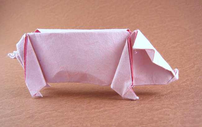 Origami Pig by Kunihiko Kasahara. Folded by Gilad Aharoni on giladorigami.com