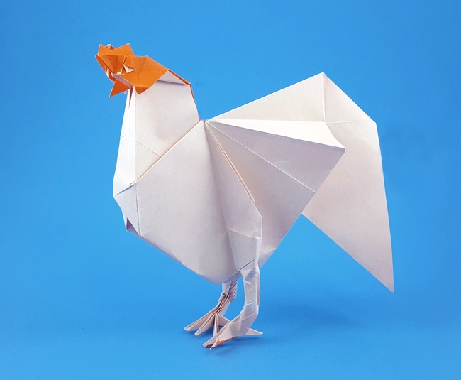 Origami Rooster by Yoo Tae Yong. Folded by Gilad Aharoni on giladorigami.com