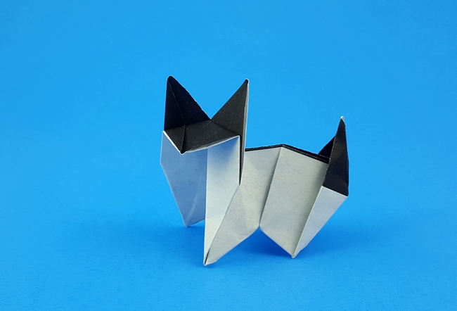 Origami Siamese cat by Kunihiko Kasahara. Folded from a square of origami paper by Gilad Aharoni on giladorigami.com