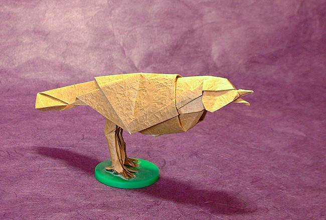 Origami Songbird 1 by Robert J. Lang. Folded from a square of Vietnamese wrapping-paper by Gilad Aharoni on giladorigami.com