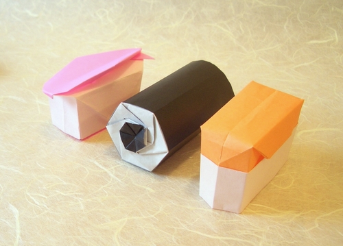 Origami Sushi (tuna) by Makoto Yamaguchi. Folded by Gilad Aharoni on giladorigami.com