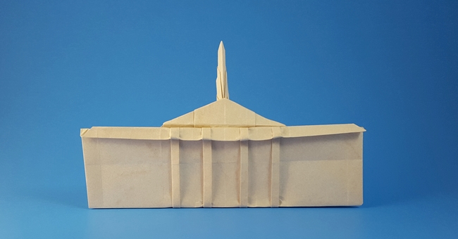 Origami The White House by Jordan Langerak (Langko). Folded from a square of Elephant-Hide by Gilad Aharoni on giladorigami.com