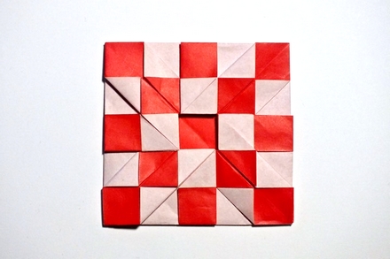 Origami Chessboard - 5x5 - fuzzy by John Montroll on giladorigami.com
