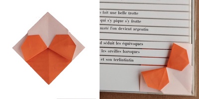 Origami Heart-Butterfly bookmark by Michel Grand on giladorigami.com