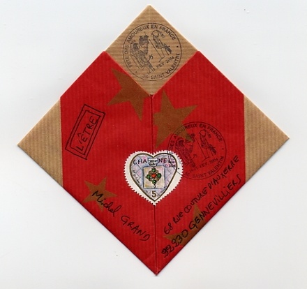 Origami Heart on square by Michel Grand on giladorigami.com