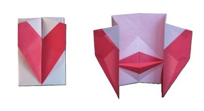 Origami Kissing heart card by Michel Grand on giladorigami.com