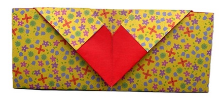 Origami Sheep base heart card by Michel Grand on giladorigami.com
