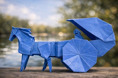 Origami Messenger, Horse and Cart by Leonardo Pulido Martinez on giladorigami.com