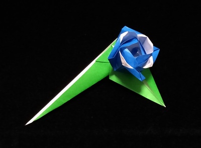Origami Rose with leaf and stem by Ted Norminton on giladorigami.com