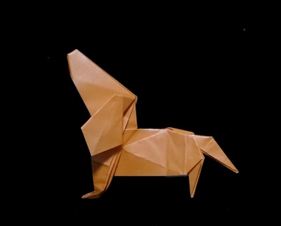 Origami Miniature Dachshund by Fuchimoto Muneji on giladorigami.com